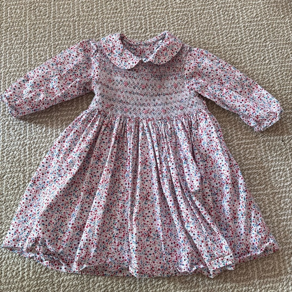 Smocked Floral Pink Dress
